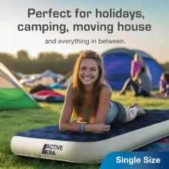 Single Camping Air Bed – Navy/White -Ever Camp ke0160c9288cb4396f815e970710f66df